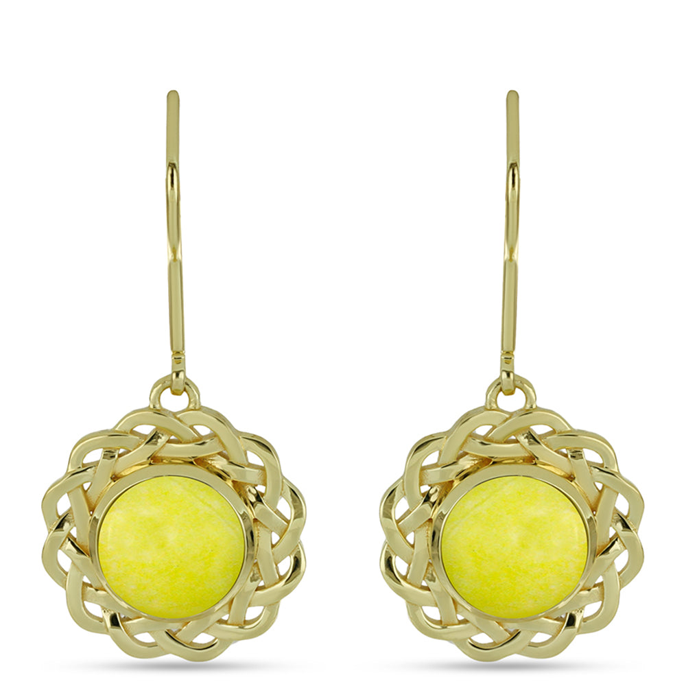 Goldplattierte Silberohrringe mit gelbem Serpentin