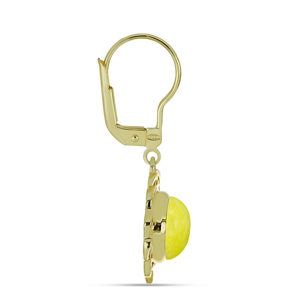 Goldplattierte Silberohrringe mit gelbem Serpentin 2