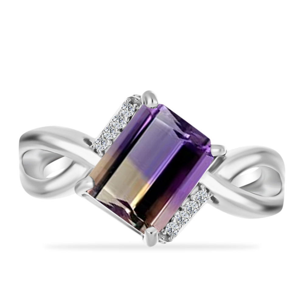 Silberring mit Anahi Ametrin und weißem Topas