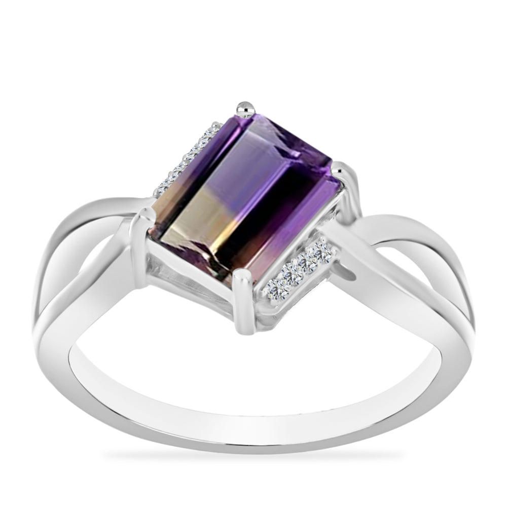 Silberring mit Anahi Ametrin und weißem Topas 3