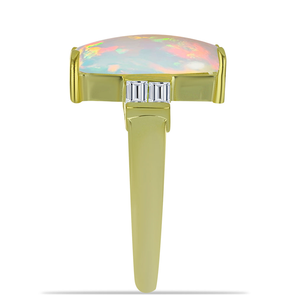 Goldplattierter Silberring mit Welo-Opal und weißem Zirkon