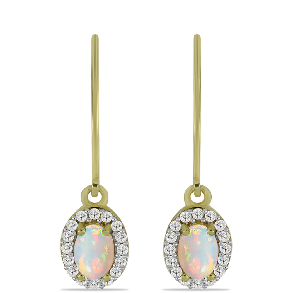 Goldplattierte Silberohrringe mit Welo-Opal und weißem Topas 1