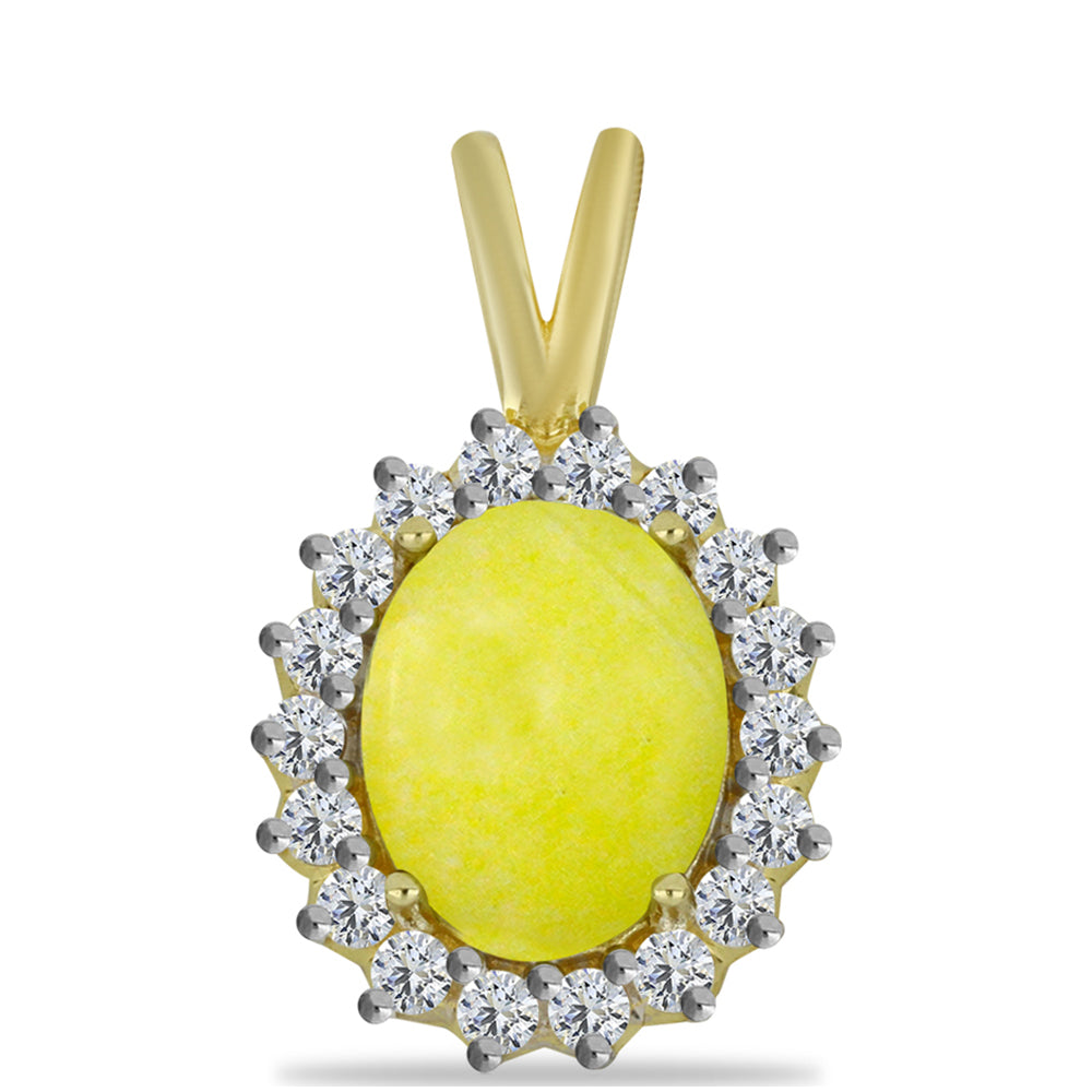 Goldplattierter Silberanhänger mit gelbem Serpentin und weißem Topas 1