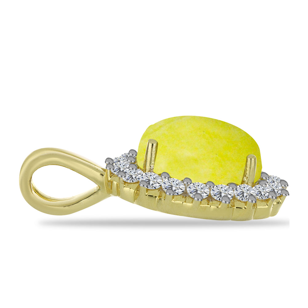 Goldplattierter Silberanhänger mit gelbem Serpentin und weißem Topas 2