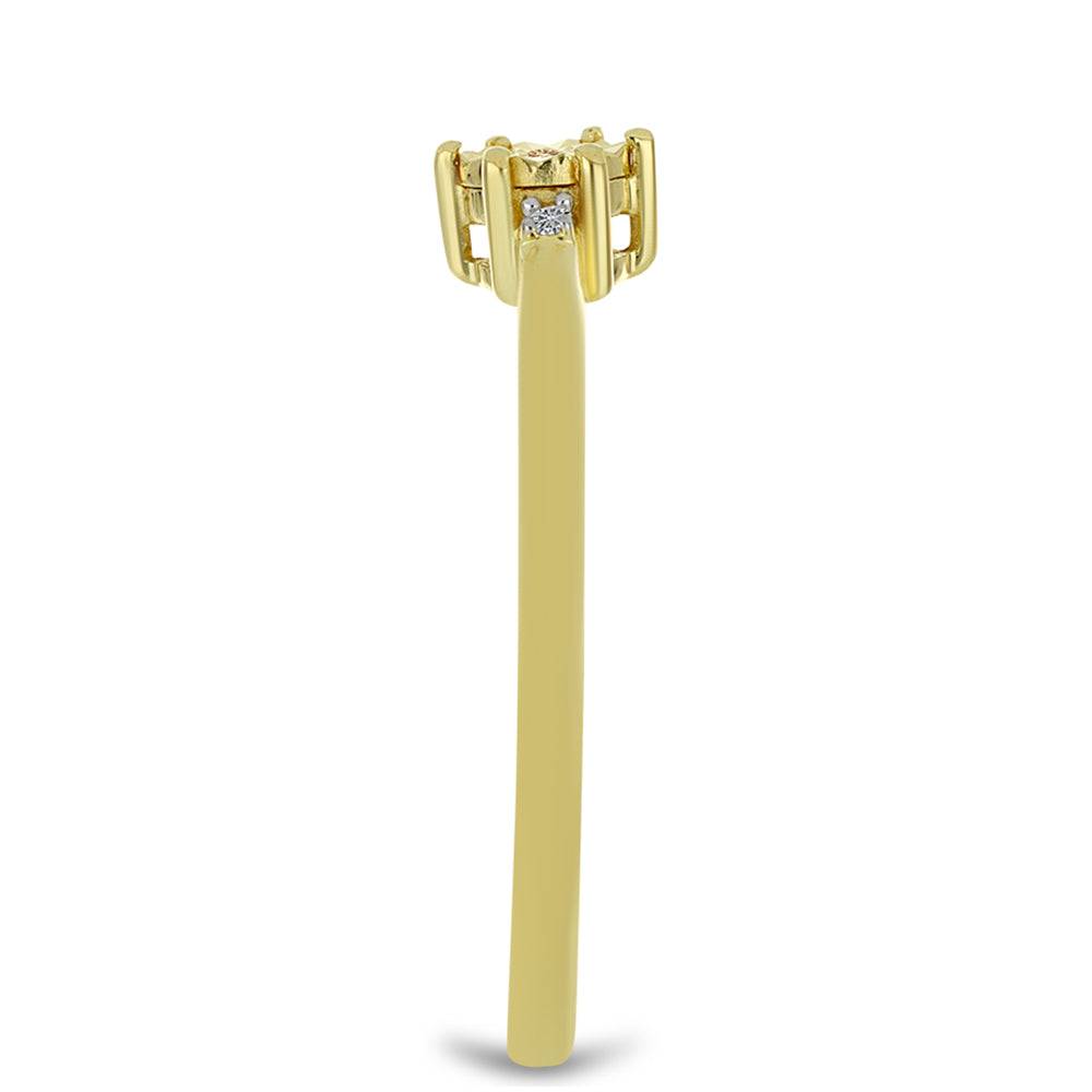Goldplattierter Silberring mit Champagner-Diamant und weißem Diamant