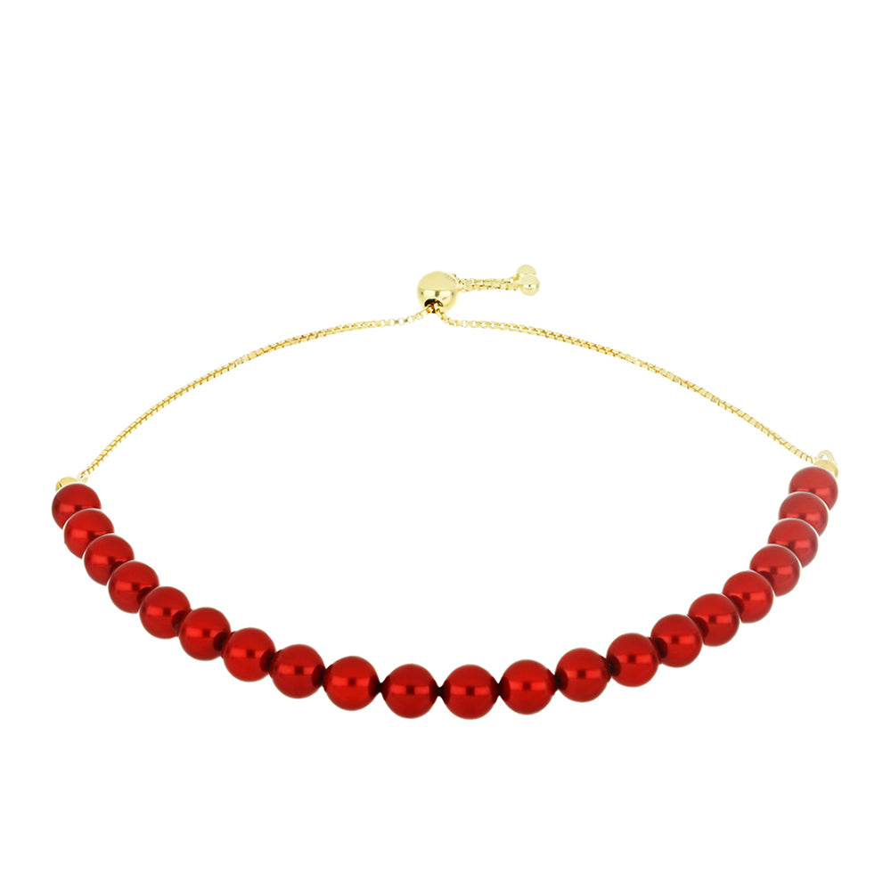 Goldplattiertes Silberarmband mit roter Süßwasserperle