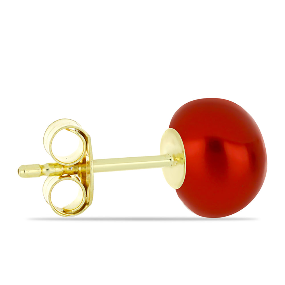 Goldplattierte Silberohrringe mit roter Süßwasserperle 2
