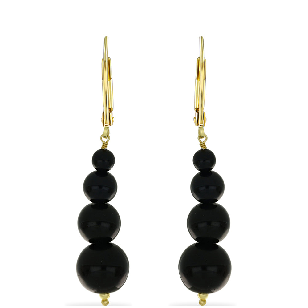 Goldplattierte Silberohrringe mit schwarzem Onyx