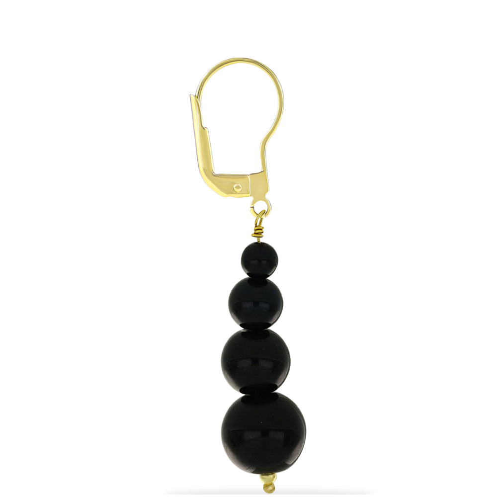 Goldplattierte Silberohrringe mit schwarzem Onyx 2