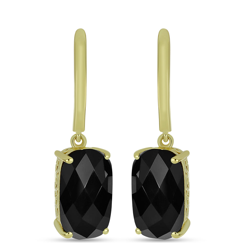 Goldplattierte Silberohrringe mit schwarzem Onyx