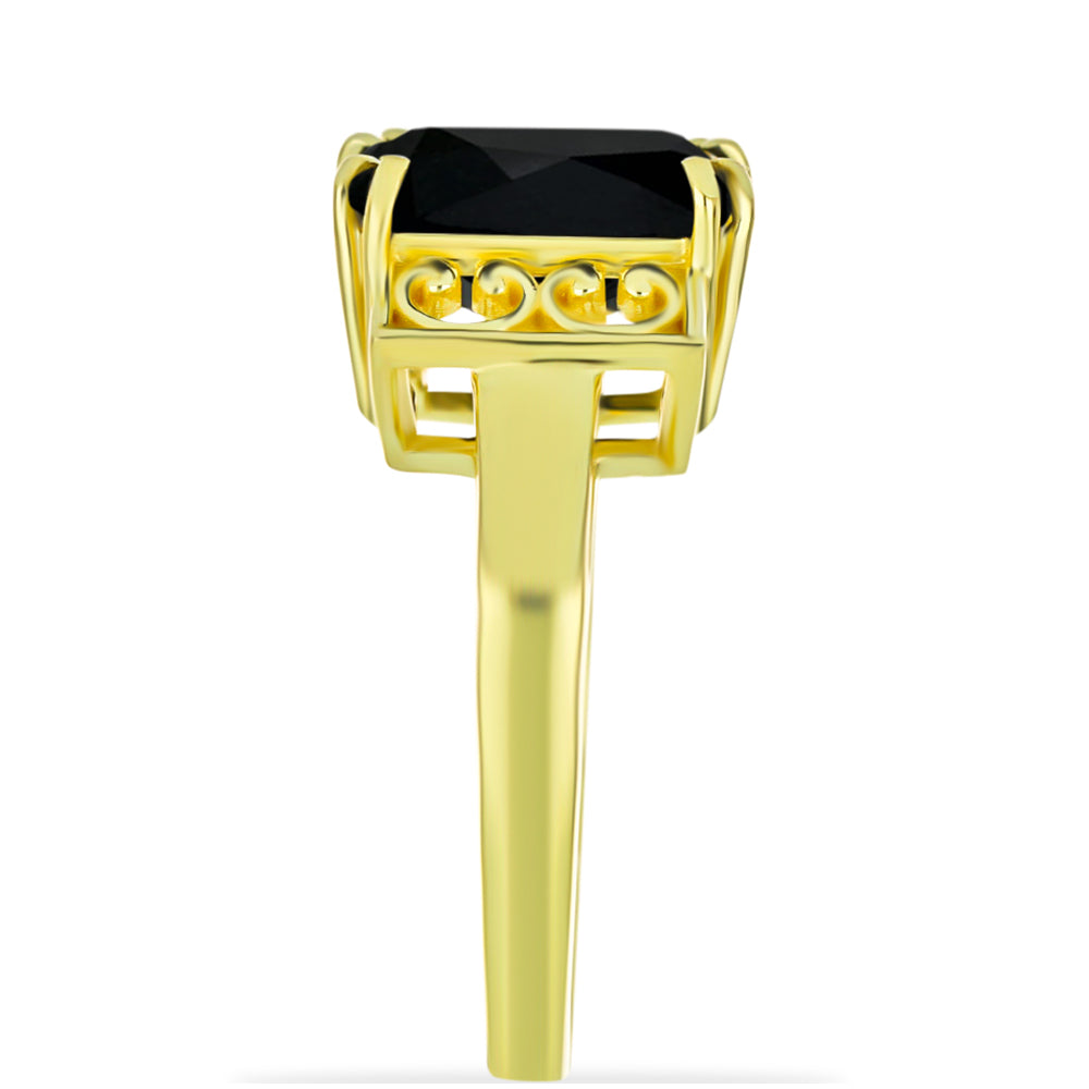 Goldplattierter Silberring mit schwarzem Onyx