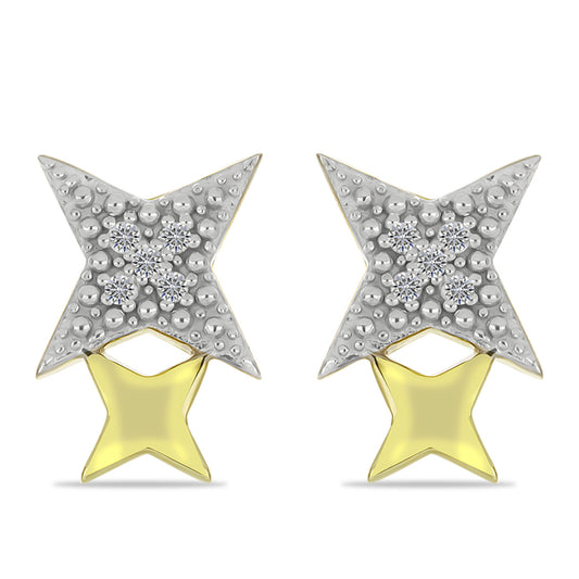 Goldplattierte Silberohrringe mit weißem Diamant