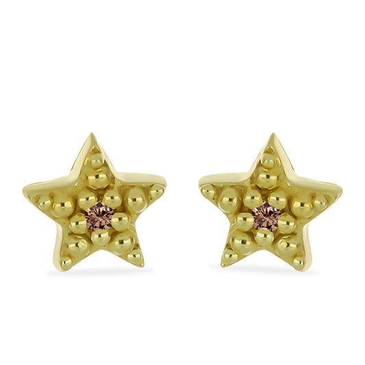 Goldplattierte Silberohrringe mit Champagner-Diamant
