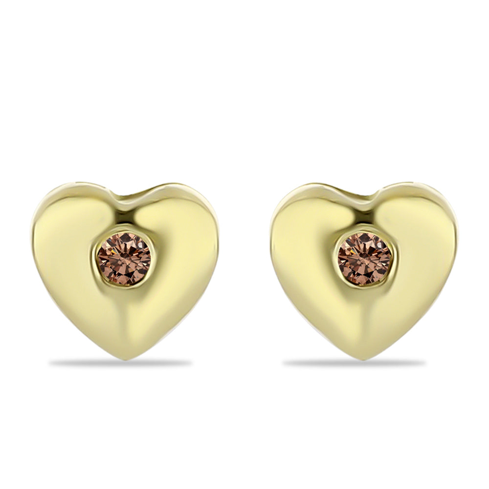 Goldplattierte Silberohrringe mit Champagner-Diamant 1