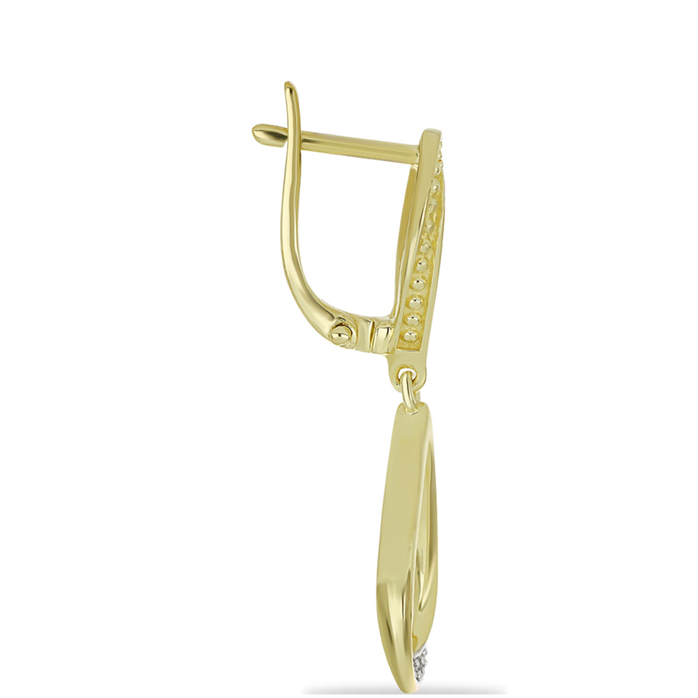 Goldplattierte Silberohrringe mit Champagner-Diamant und weißem Diamant