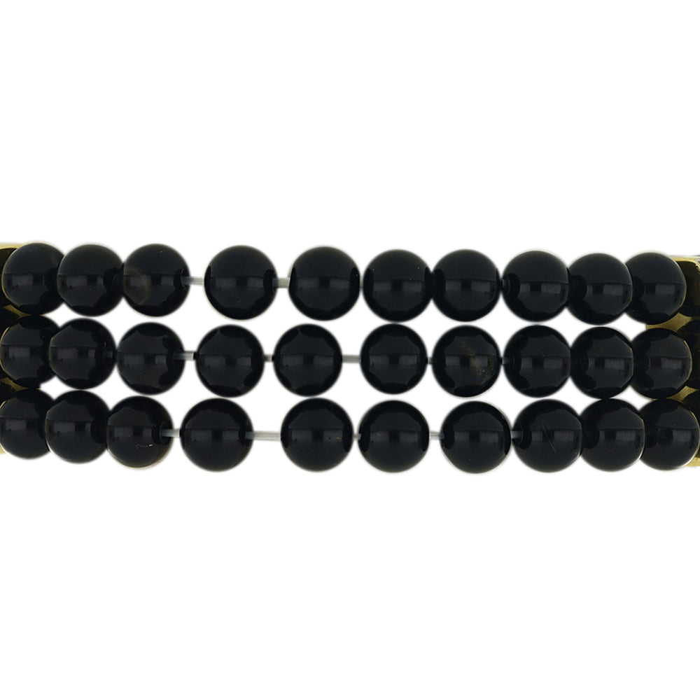 Goldplattiertes Silberarmband mit schwarzem Onyx und weißem Topas