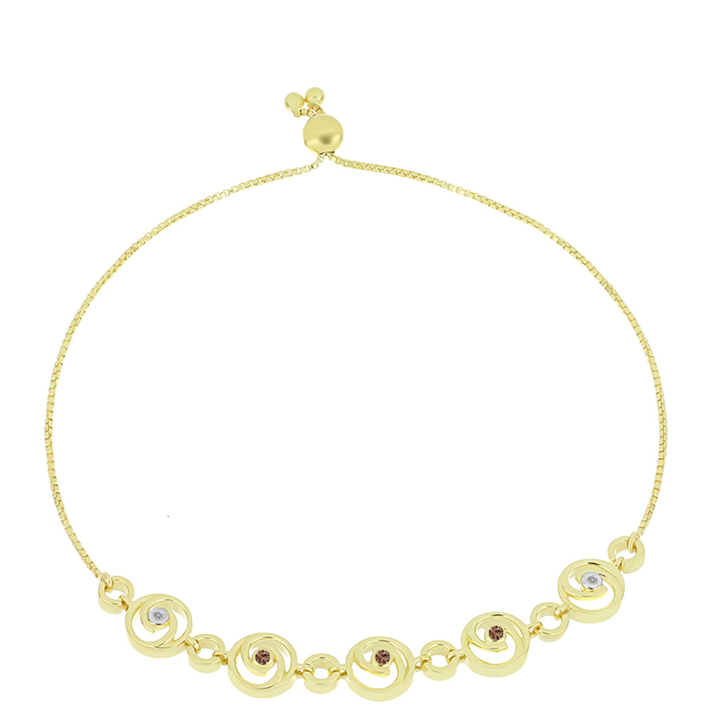Goldplattiertes Silberarmband mit Champagner-Diamant und weißem Diamant