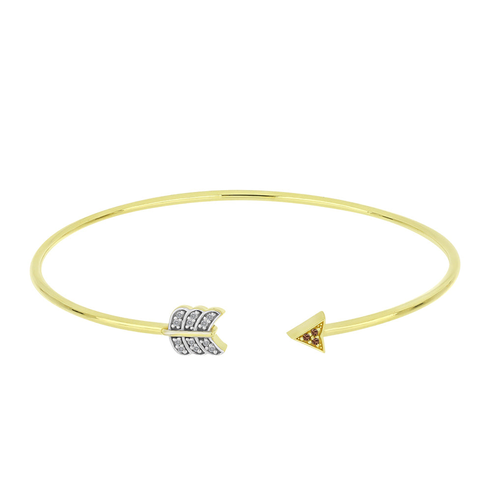 Goldplattierter Silberarmreif mit Champagner-Diamant und weißem Diamant
