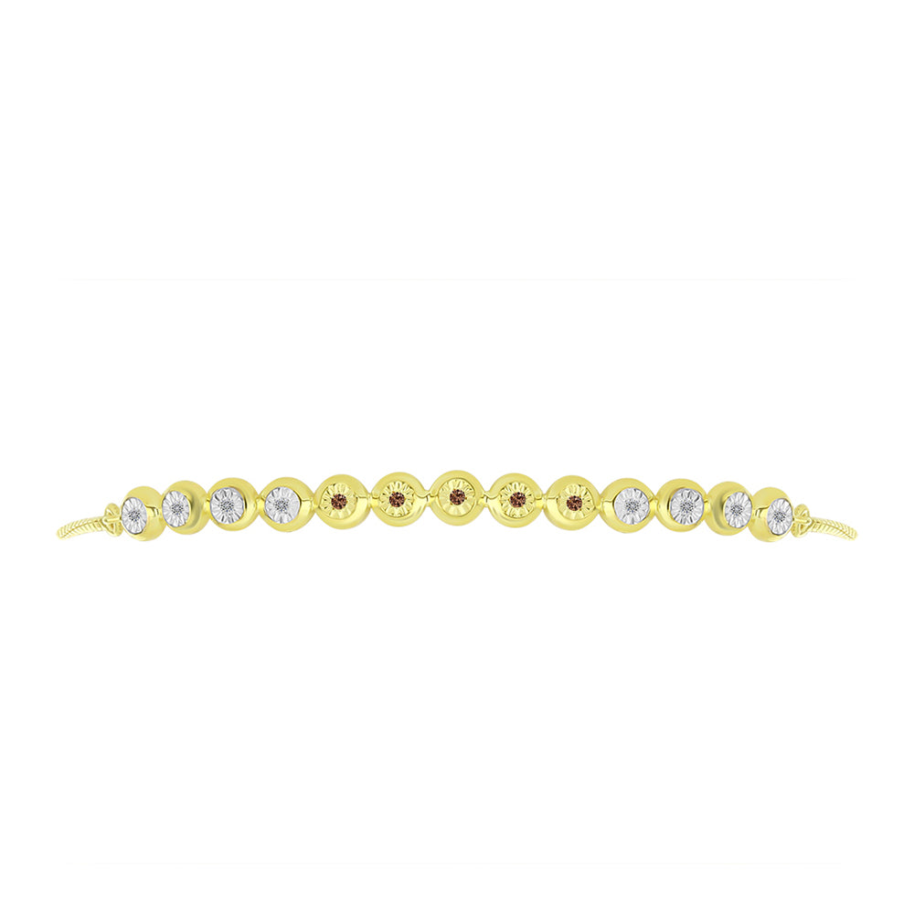 Goldplattiertes Silberarmband mit Champagner-Diamant und weißem Diamant