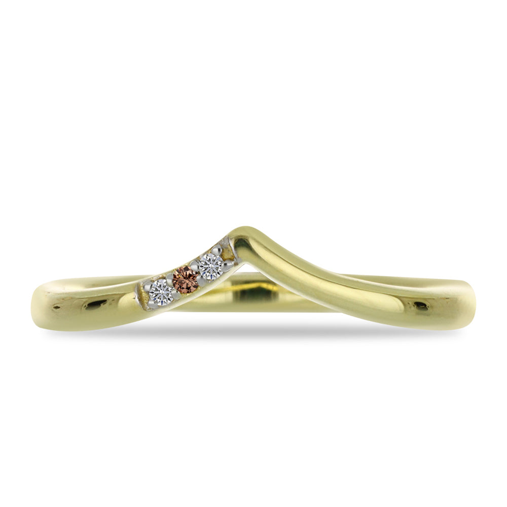 Goldplattierter Silberring mit Champagner-Diamant und weißem Diamant