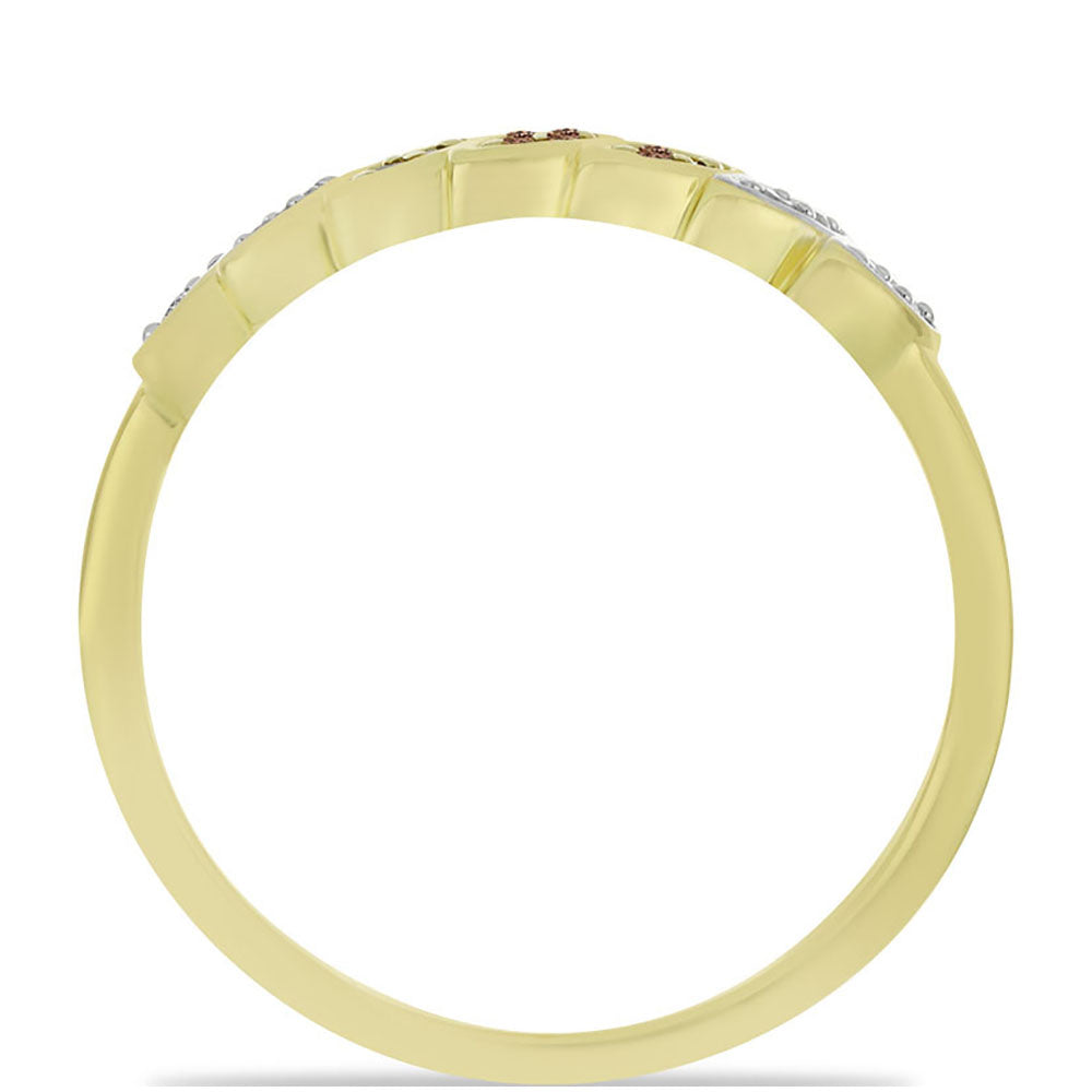 Goldplattierter Silberring mit Champagner-Diamant und weißem Diamant