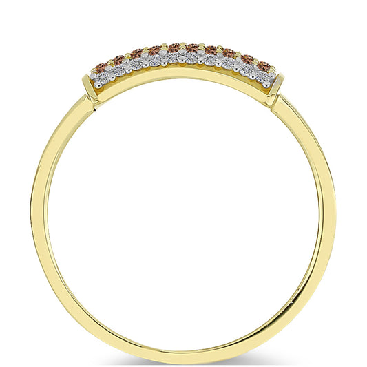 Goldplattierter Silberring mit Champagner-Diamant und weißem Diamant