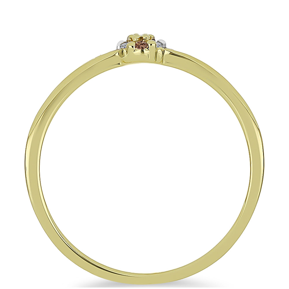Goldplattierter Silberring mit Champagner-Diamant und weißem Diamant