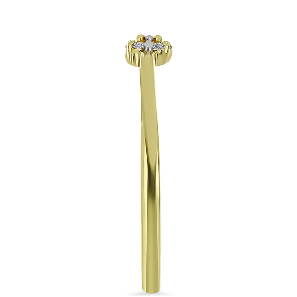 Goldplattierter Silberring mit Champagner-Diamant und weißem Diamant