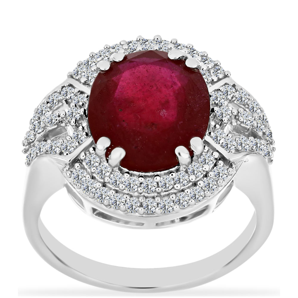 Silberring mit Rubin aus Madagaskar und weißem Diamant