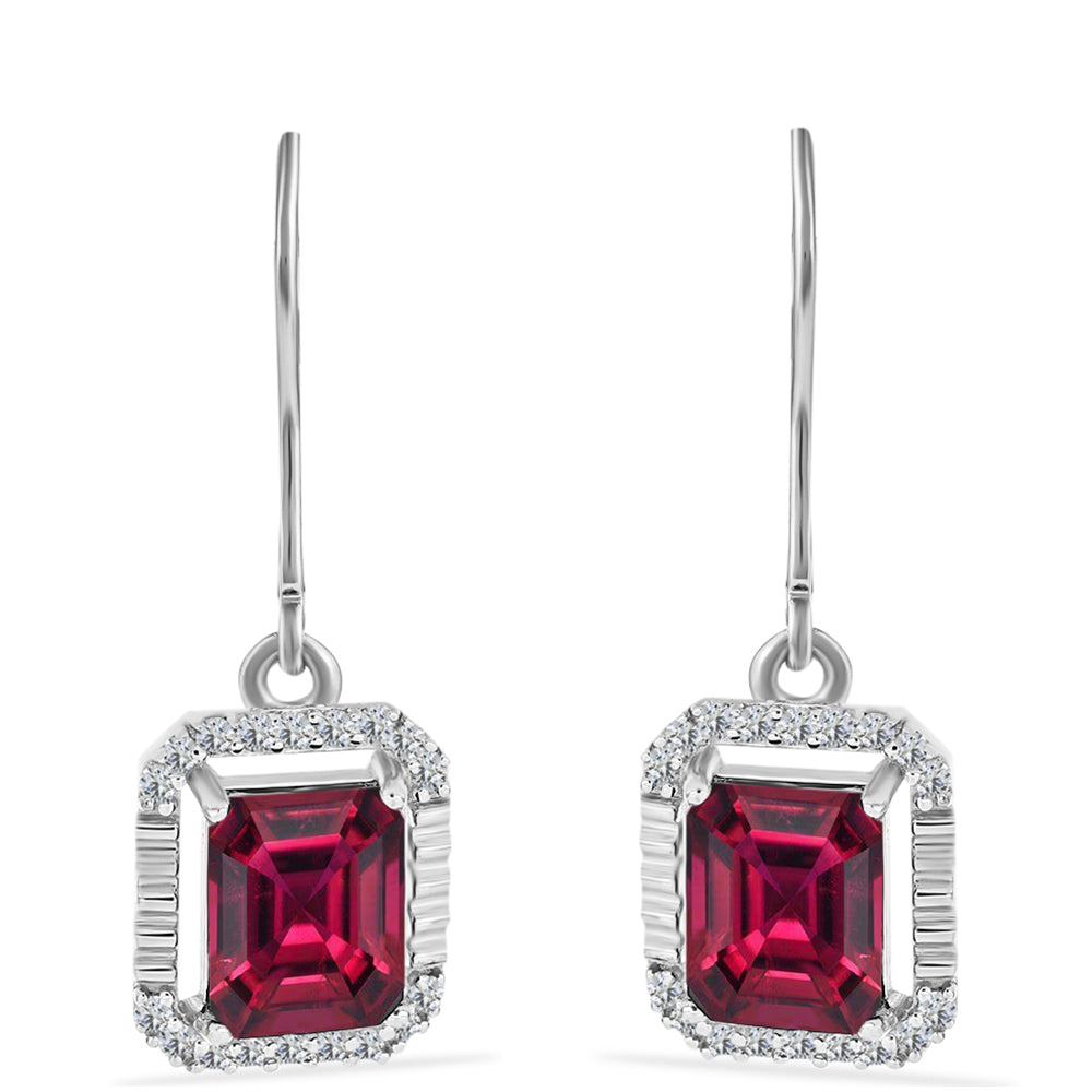 Silberohrringe mit Rubin aus Madagaskar und weißem Diamant 1
