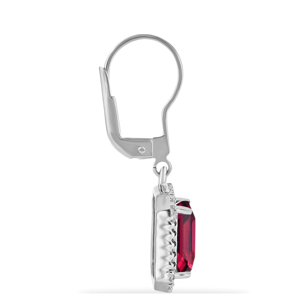 Silberohrringe mit Rubin aus Madagaskar und weißem Diamant 2