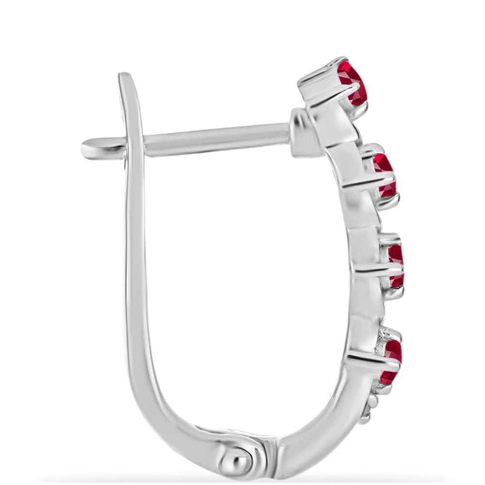 Silberohrringe mit Rubin aus Madagaskar und weißem Diamant