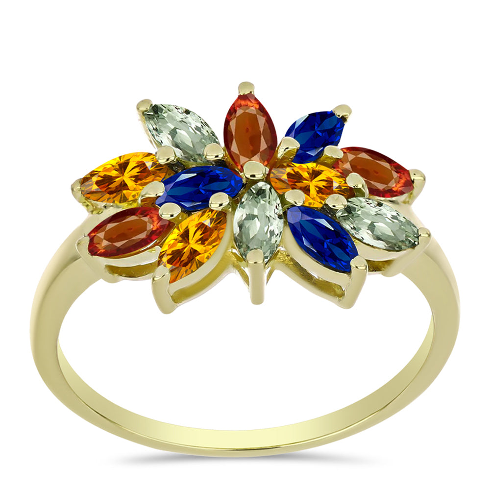 Goldplattierter Silberring mit regenbogenfarbenem Rosebery Saphir 3