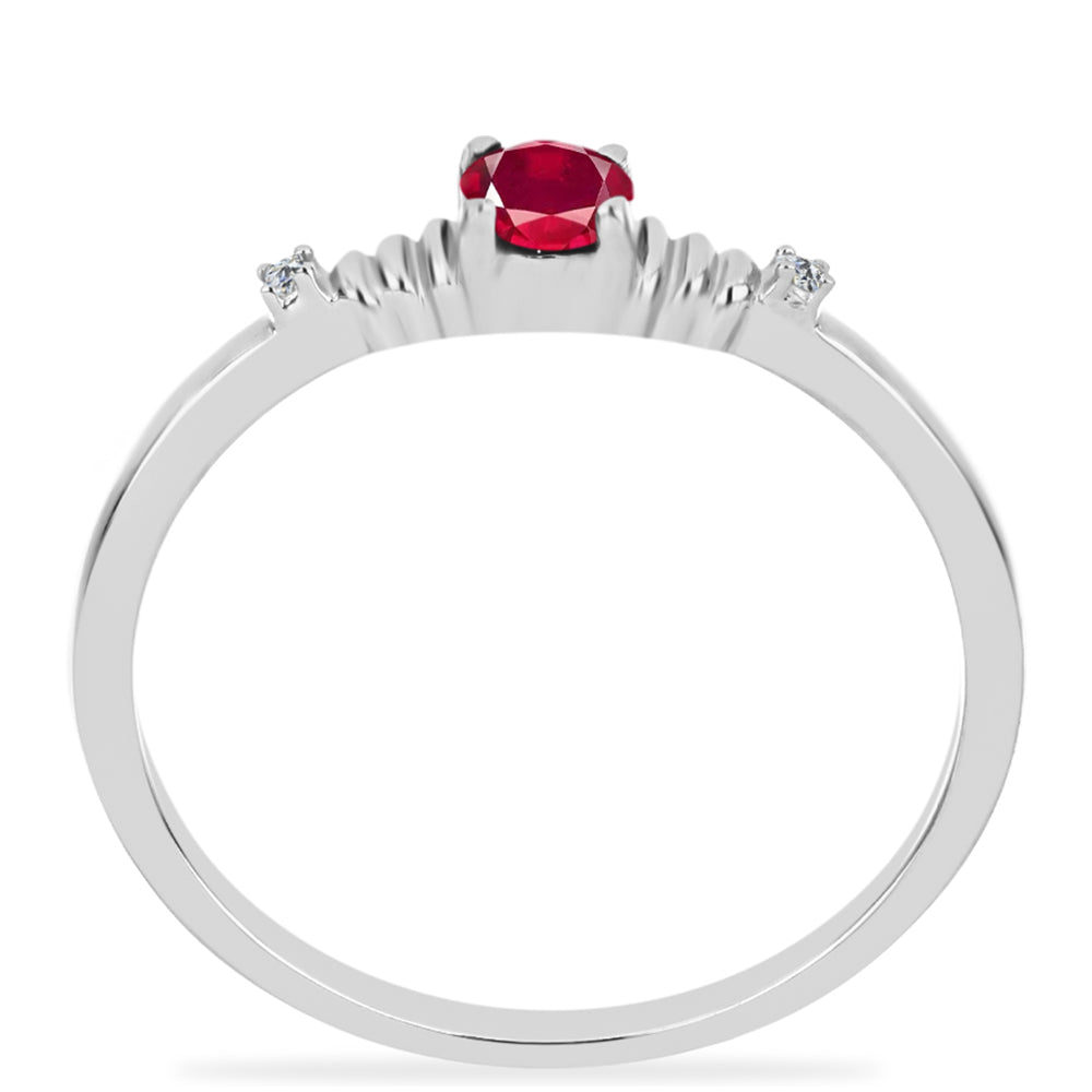 Silberring mit Rubin aus Madagaskar und weißem Diamant