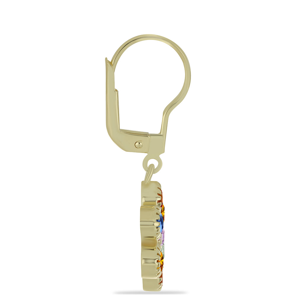 Goldplattierte Silberohrringe mit regenbogenfarbenem Rosebery Saphir 2