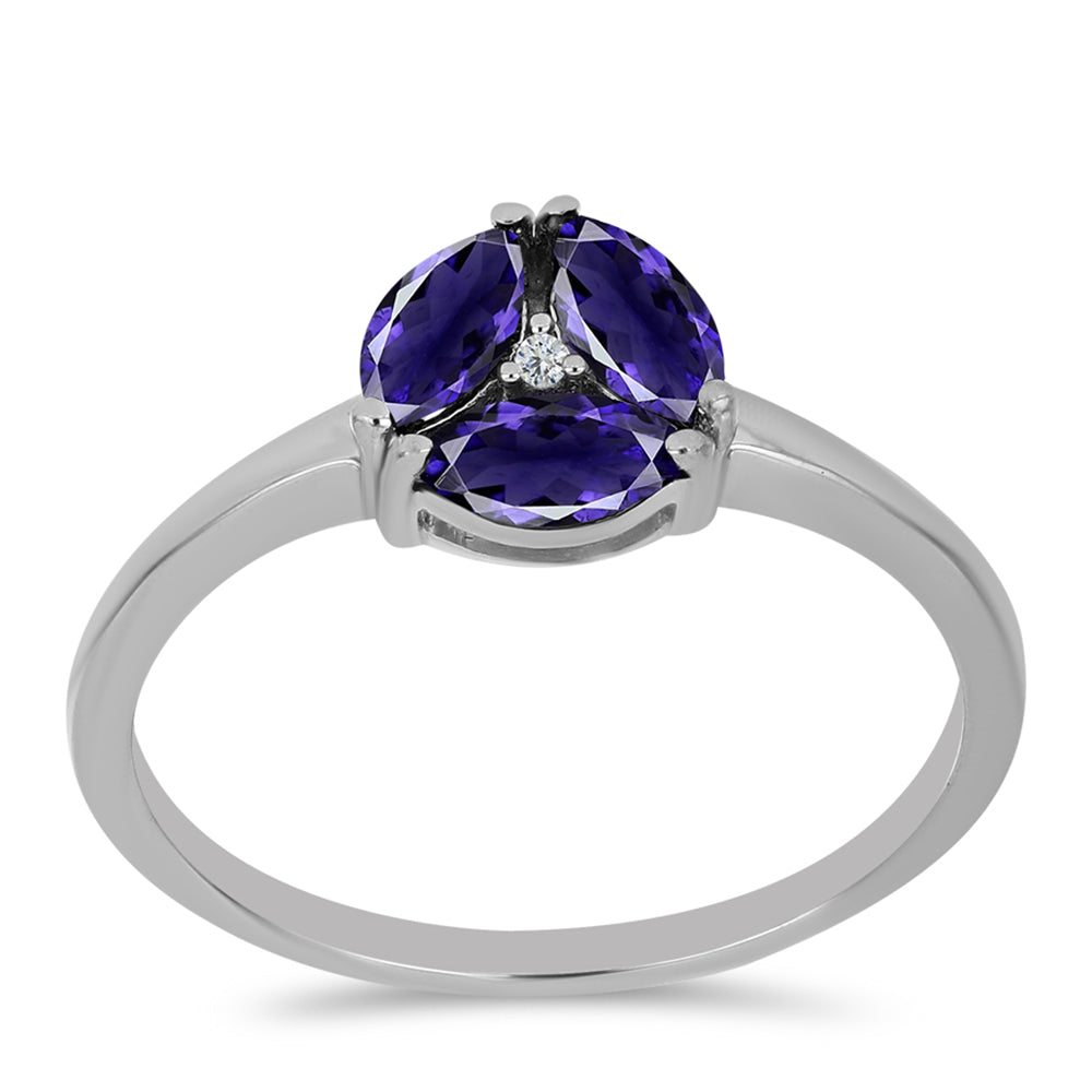 Silberring mit Iolith und weißem Topas