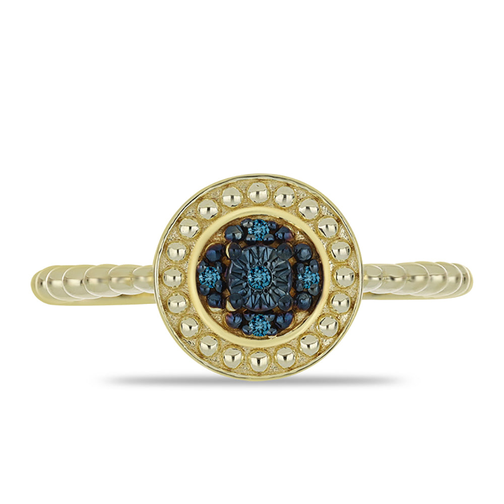Goldplattierter Silberring mit blauem Diamant