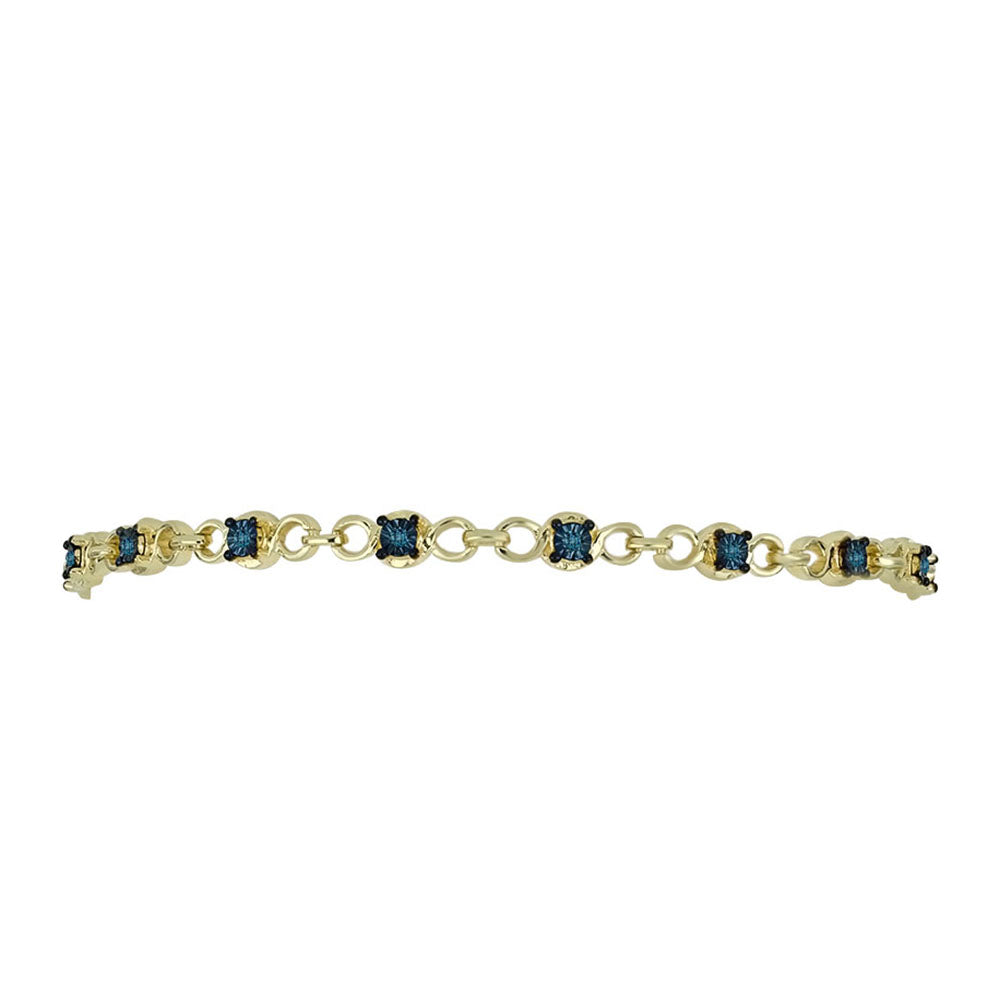 Goldplattiertes Silberarmband mit blauem Diamant