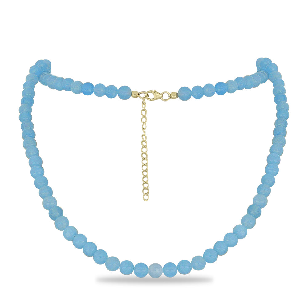 Goldplattierte Silberhalskette mit Aqua-Chalcedon