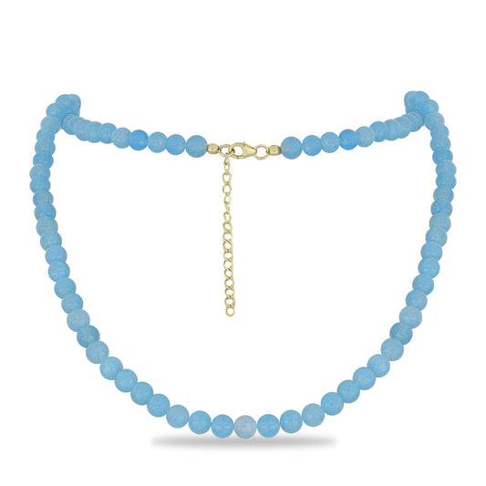 Goldplattierte Silberhalskette mit Aqua-Chalcedon