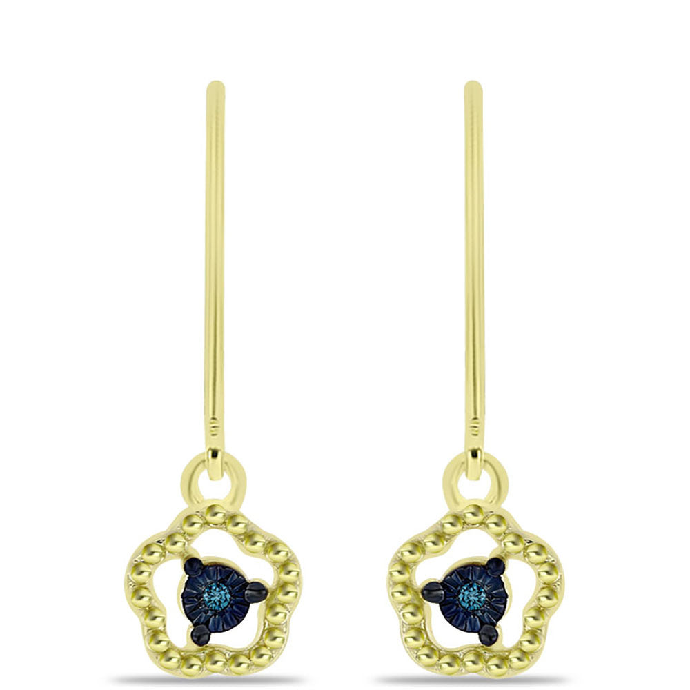 Goldplattierte Silberohrringe mit blauem Diamant