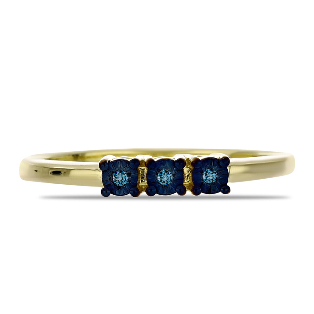 Goldplattierter Silberring mit blauem Diamant