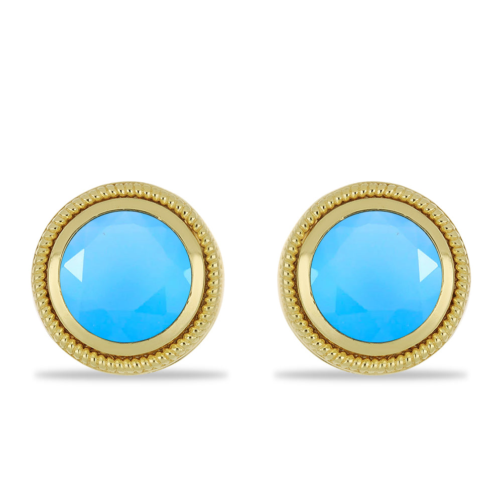 Goldplattierte Silberohrringe mit Aqua-Chalcedon 1