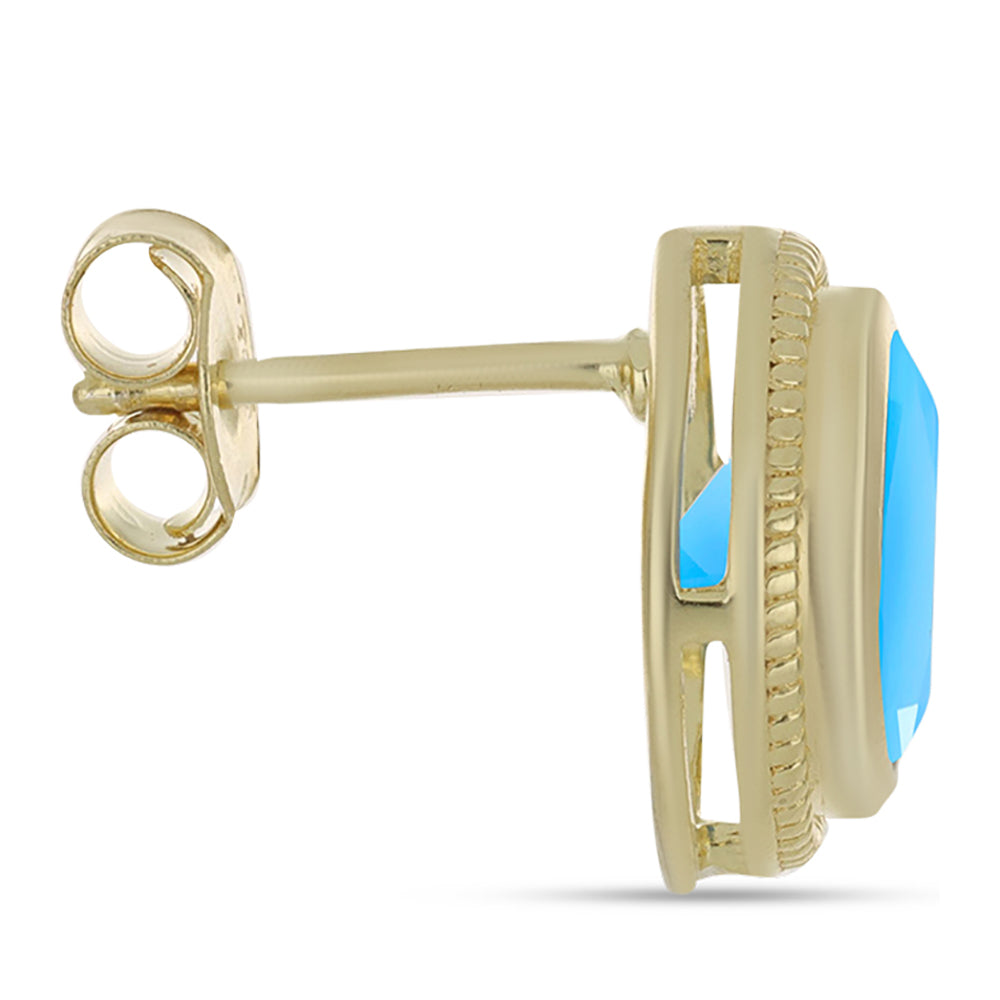 Goldplattierte Silberohrringe mit Aqua-Chalcedon 2