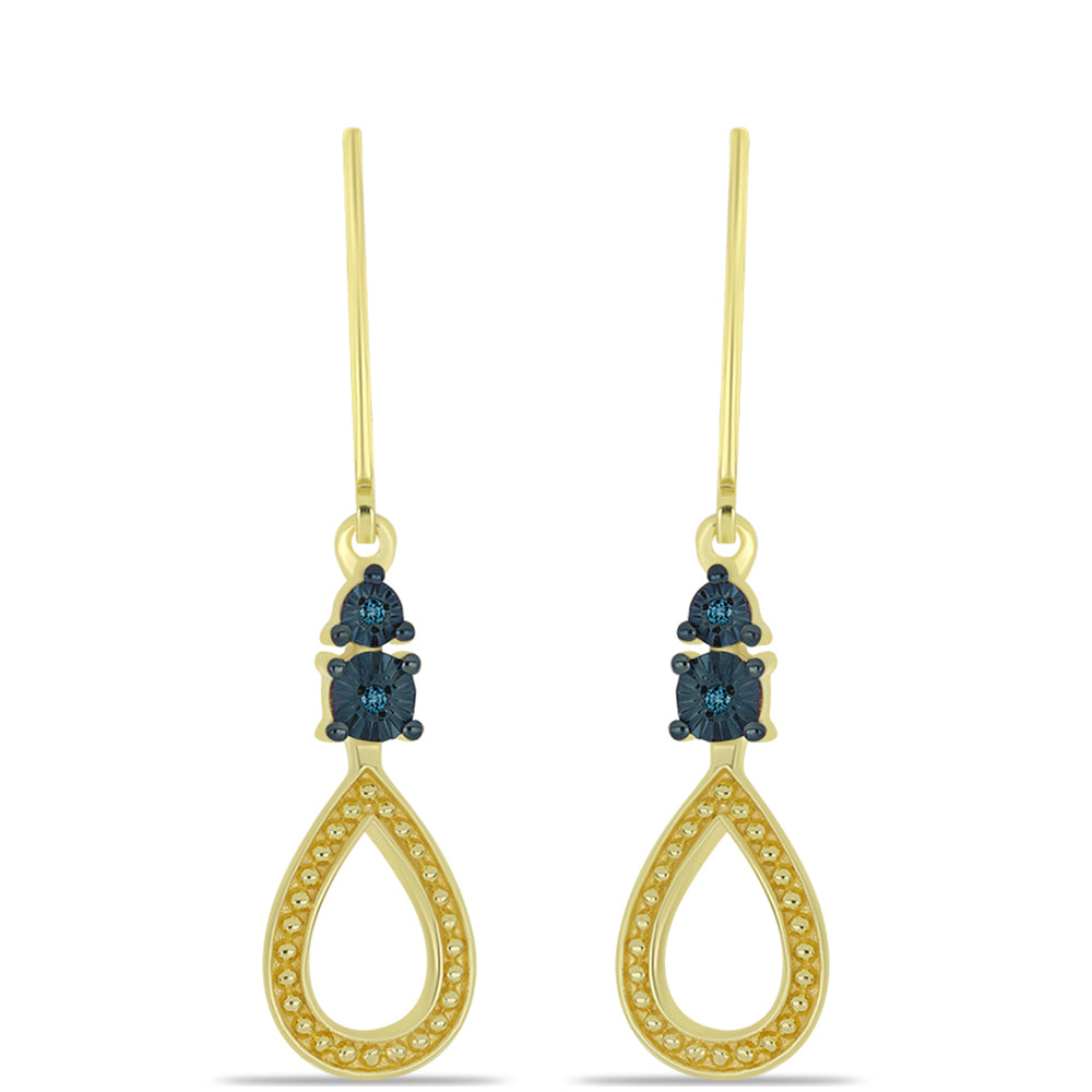 Goldplattierte Silberohrringe mit blauem Diamant 1