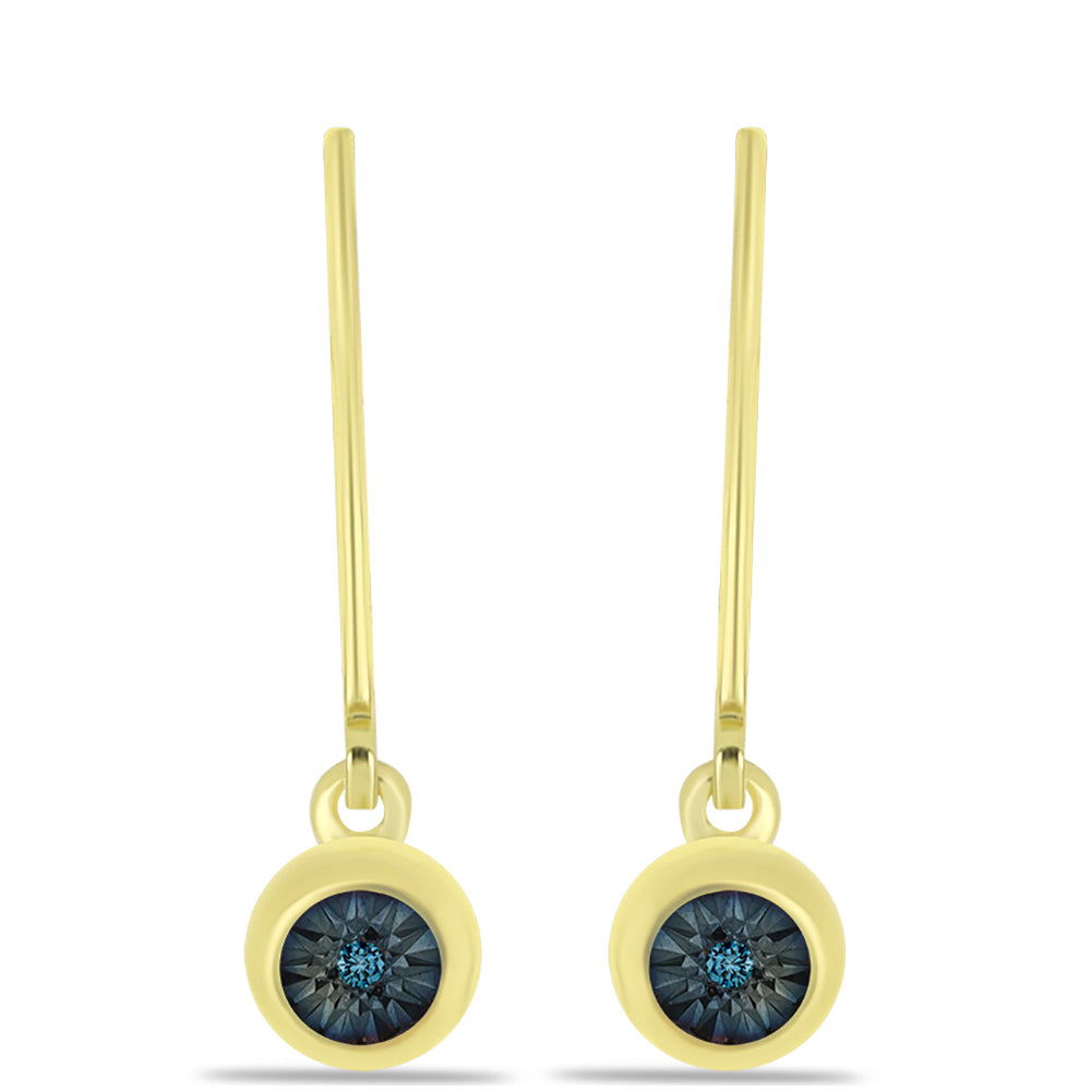 Goldplattierte Silberohrringe mit blauem Diamant