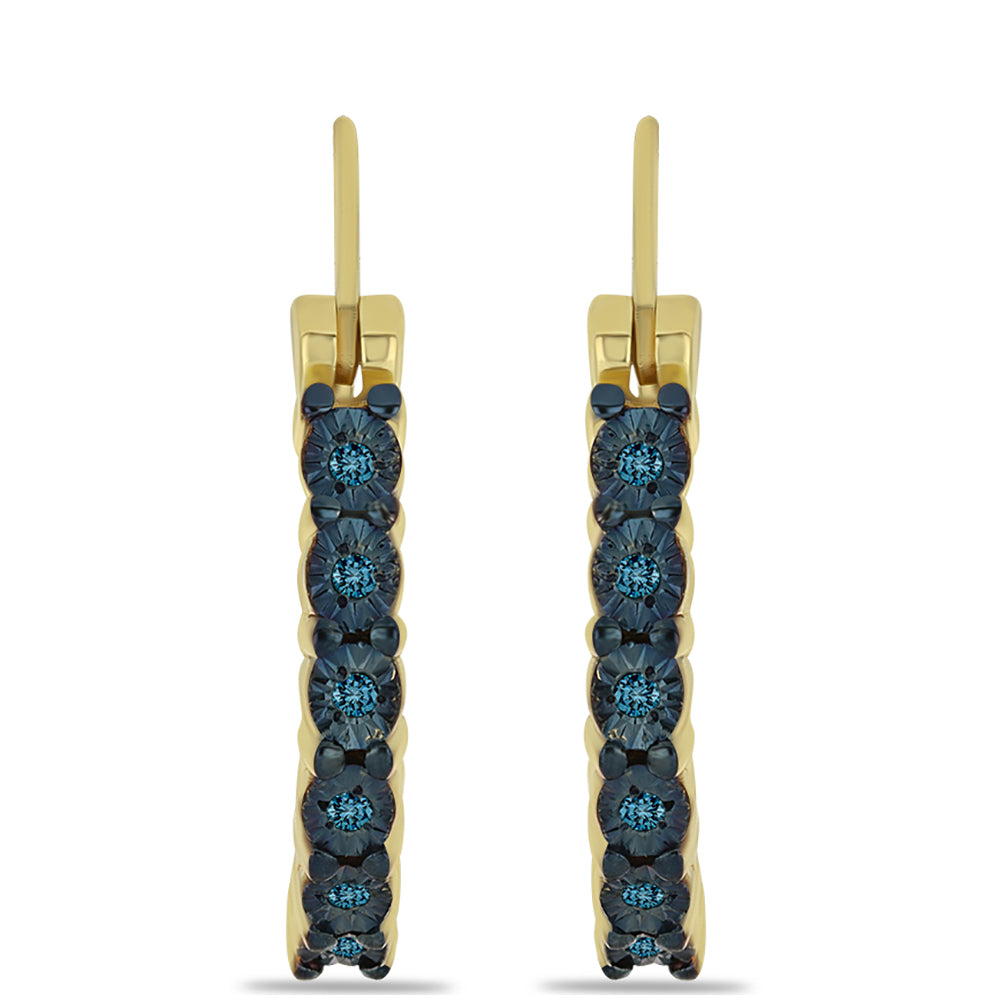 Goldplattierte Silberohrringe mit blauem Diamant
