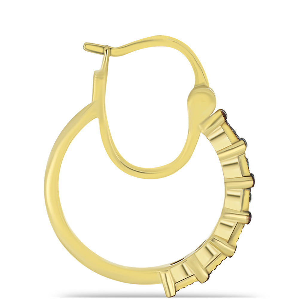 Goldplattierte Silberohrringe mit blauem Diamant