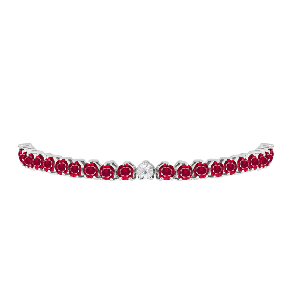 Silberarmband mit Rubin aus Madagaskar und Diamant mit Brillantschliff