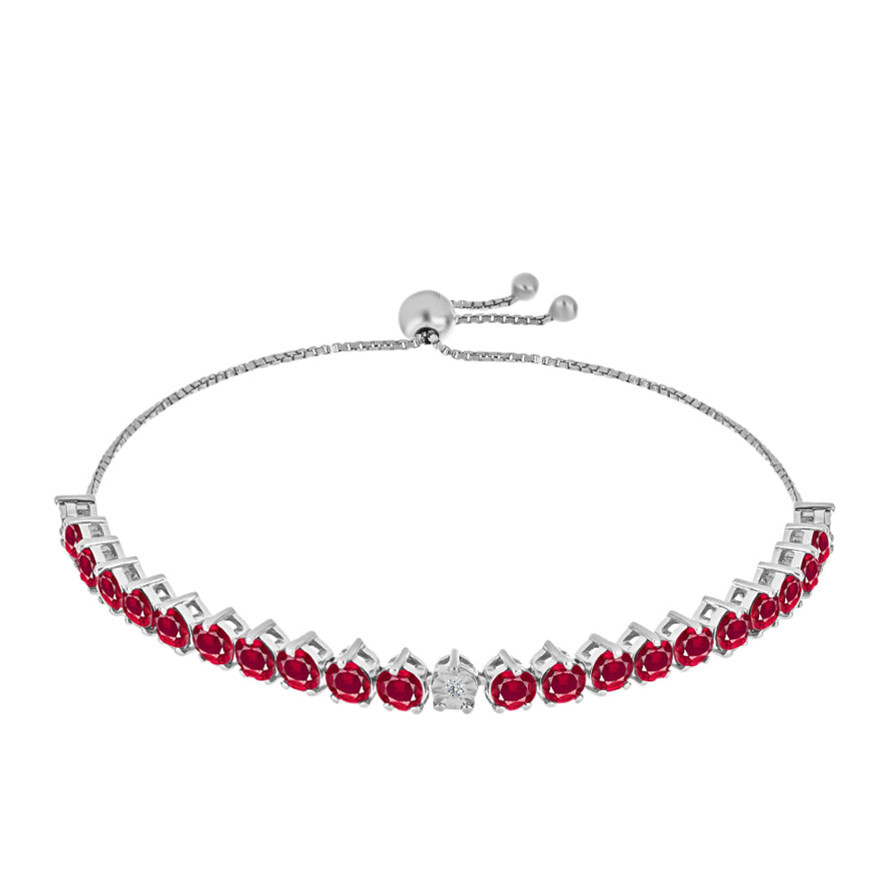 Silberarmband mit Rubin aus Madagaskar und Diamant mit Brillantschliff